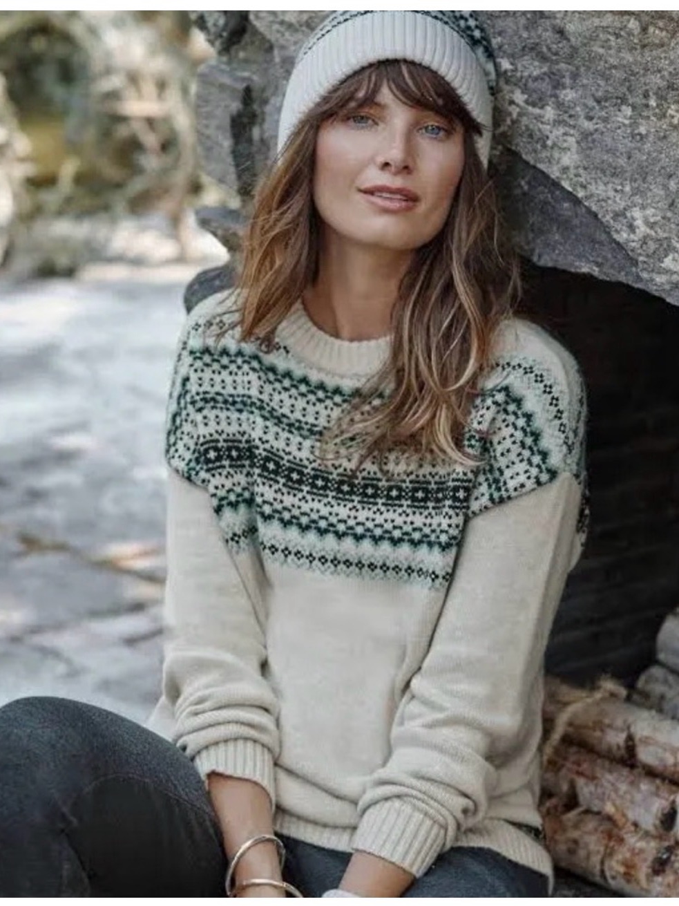 J. Jill Relaxed Fair Isle Sweater Pullover Oatmeal Size Large